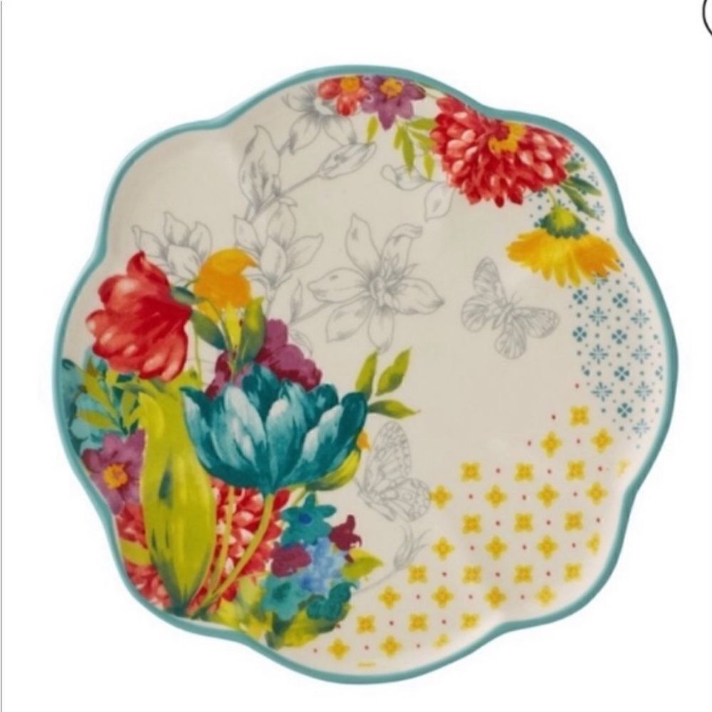 New - The Pioneer Woman Floral Medley Mug Rack w/Appetizer Plates and Mugs - Picture 3 of 10